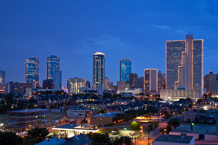 Skyline of Fort Worth Texas at night